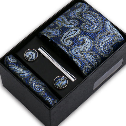 Classic Mens Tie Set Paisley Hanky Cufflinks In Gift Box Jacquard Woven Neckties Set For Men Formal Wedding Fashion Accessories