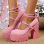 Fashion New High Heels Women Mary Janes Shoes Woman Platform Sandals Women Summer Dress Lolita Shoes Chunky Pumps