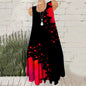 Women Fashion Mini Dresses Sleeveless 3D Tie-dye Floral Print Streetwear Short Dress Summer Loose Casual Oversized Dress
