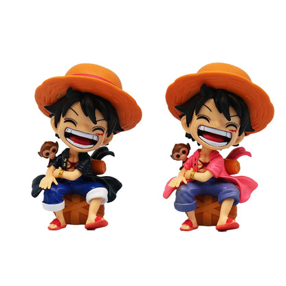 Anime peripheral series new ONE PIECE Luffy Solon Sanji Q-version sitting posture model figurine toy for children birthday gifts