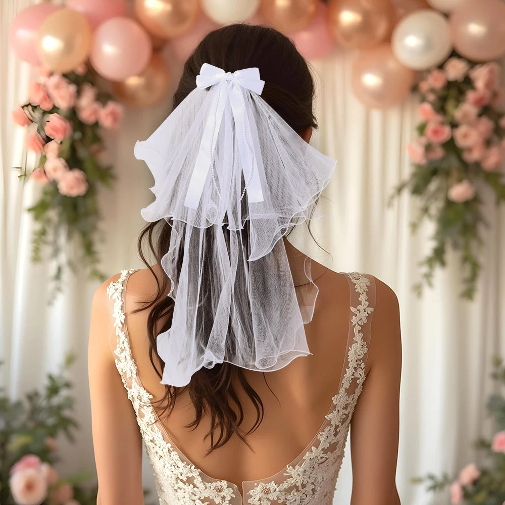 White Tulle Hair Clips For Girls Fairy Mesh Bow Large Hairpin Flower Barrette Summer Party Wedding Women Headdress Accessories