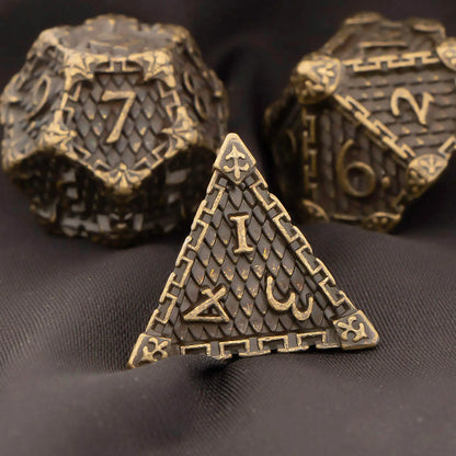 DND Metal Dice Set Dragon Scale Dice Role Playing Games Polyhedral Dice RPG Dice D20 D12 D10 D8 D6 D4