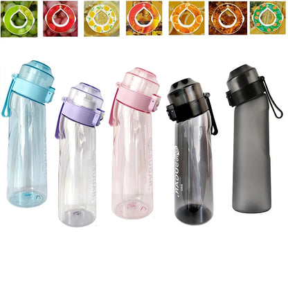 Flavored Water Bottle 650ml Sports Alr Up Drinking Bottle 7 Fruit Fragrance Pods Water Cup for Outdoor Camping Fitness Fashion