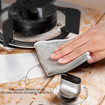 5-30 PCS Magic Dishcloth Silver Wire Cleaning Kitchen Cloth Thickened Microfiber Wash Towel Built-in Sponge Steel Wire Ball Rag
