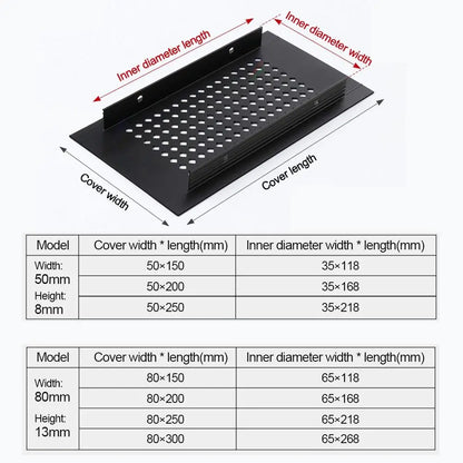 2pcs/set Aluminum Alloy Vents Cover Louver 50/80mm Wide Air Vent Decor Breathable Mesh Rectangle Ventilator Grille Cover