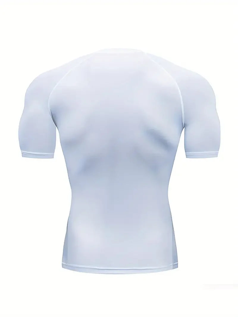 Men's compression t-shirt for running, climbing, and gym workouts, a perfect choice for muscular men who value a snug fit