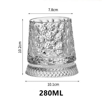 280ML Rotating Whiskey Glass Creative Crystal Premium Beer Cup Str Relief Liquor Cup With Base Straight Drink Mold Wine Glass