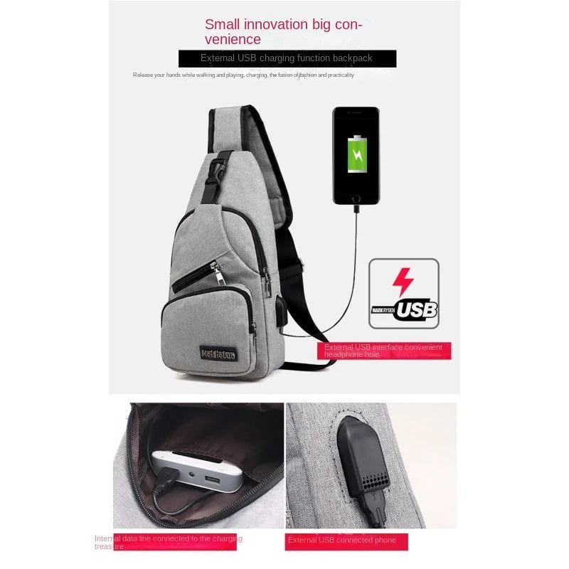 Chest Bag Men's One Shoulder Crossbody Bag Large Capacity Outdoor Sports Leisure Fashion Small Shoulder Bag Backpack Men's