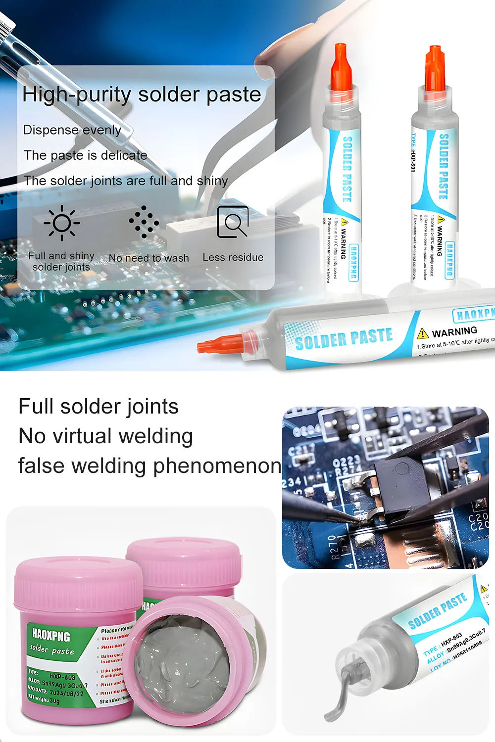 High Temperature Solder Paste Flux For Soldering Sn99Ag0.3Cu0.7  Smd Repair Tin Paste 217℃