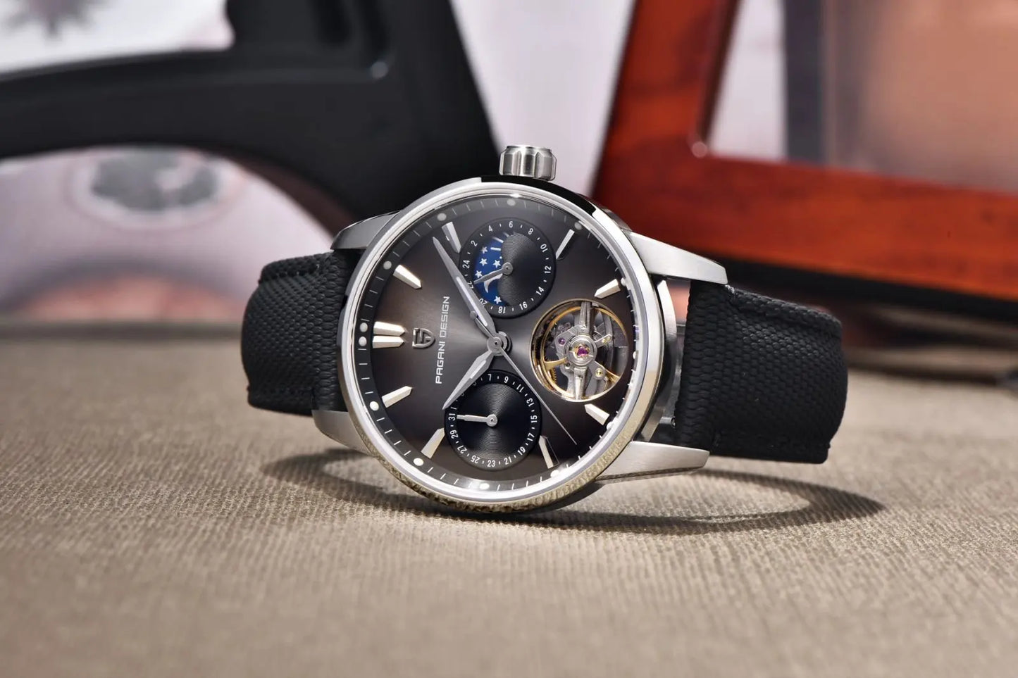 PAGANI DESIGN Men Watches Automatic Mechanical Watch Tourbillon Clock Genuine Leather Waterproof Watch Military Wristwatch Man ﻿