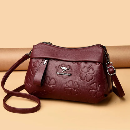 3 Layers Vintage Knurling Shoulder Crossbody Bags for Women Designer Retro PU Leather Ladies Purse Handbags Casual Messenger Bag