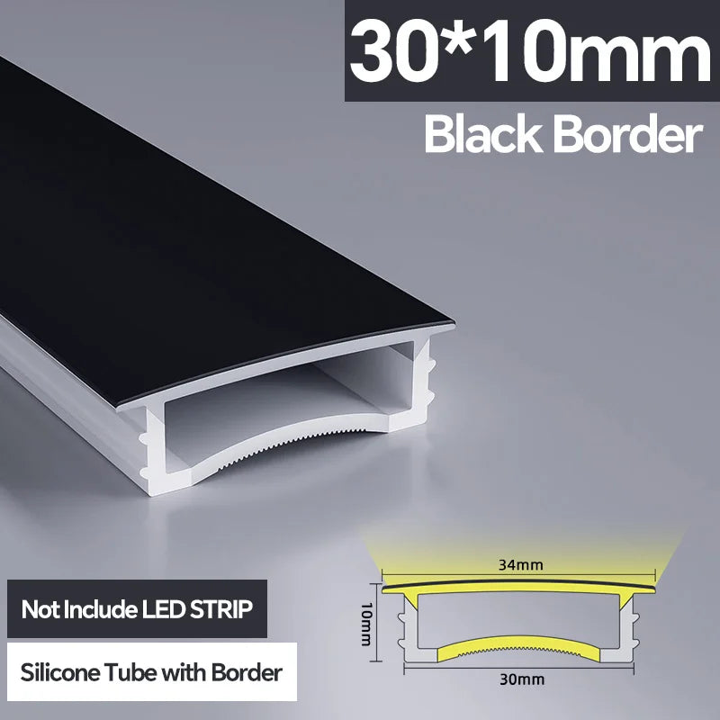 1M-10M LED Neon Rope Tube Soft Silicone Diffuser Channel Black/White Flexible Ribbon Strip Light for Recessed Channel