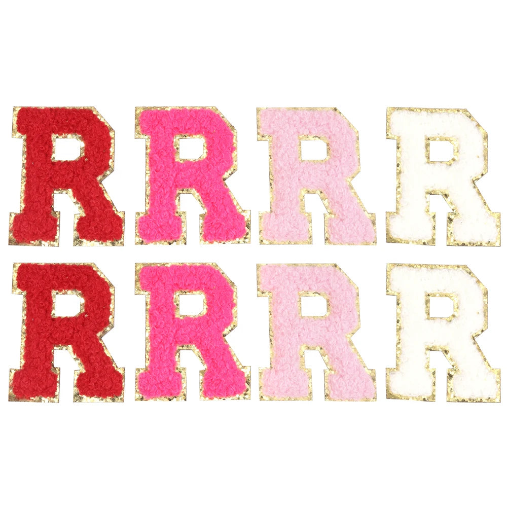 8pcs Sweet 26 Letters Towel Embroidery Patch Pink A-Z Self-adhesive Sticker Decoration For DIY Apparel Bag Crafts Accessories