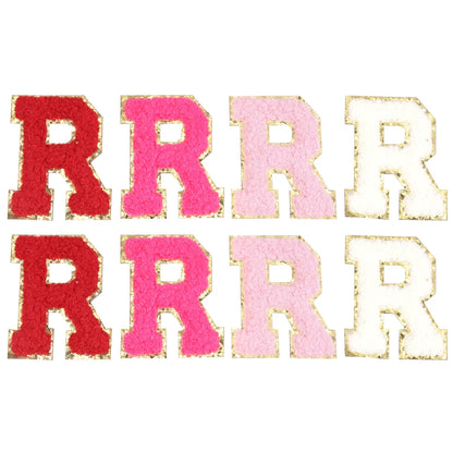 8pcs Sweet 26 Letters Towel Embroidery Patch Pink A-Z Self-adhesive Sticker Decoration For DIY Apparel Bag Crafts Accessories