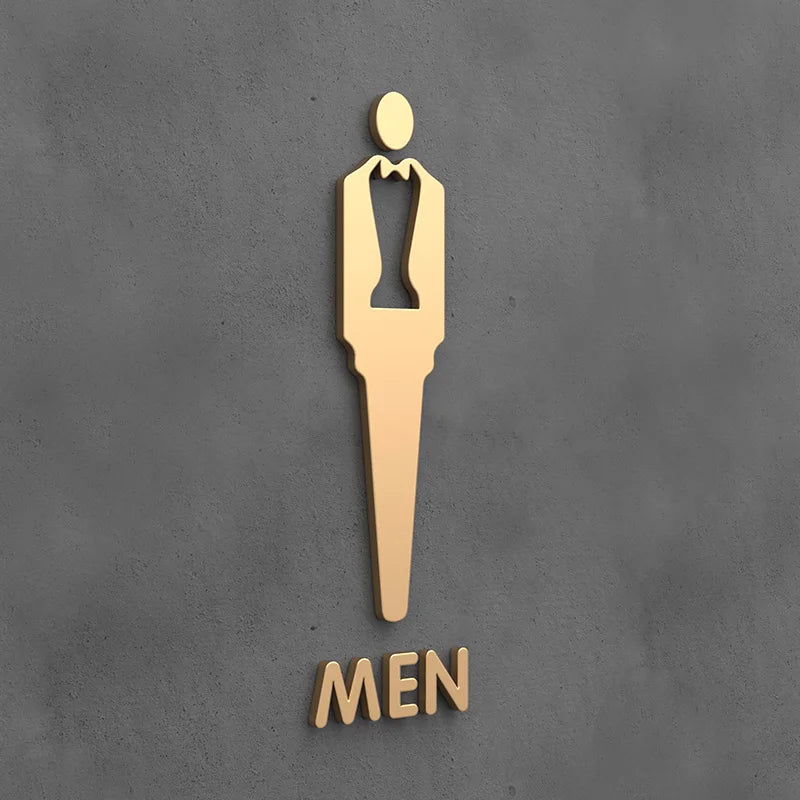 Matte Black Gold Toilet Sign Plate Acrylic 3D Wash Room Door Wall Label Sticker Wc BathRoom Signage Board Art Hotel Home Decor