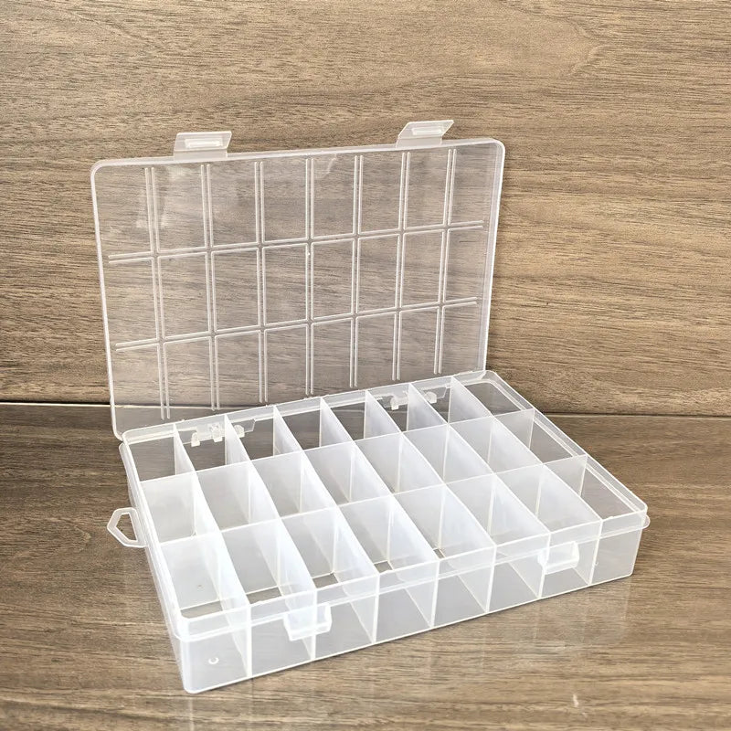 Clear 24-Compartment Plastic Organizer Boxs Dustproof Storage for Crafts Beads Jewelry Small Accessories Home Storage