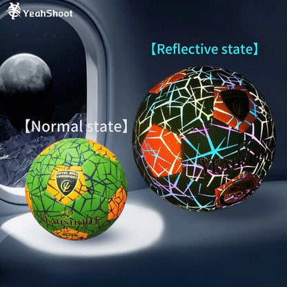 Luminous Reflective Soccer Ball Size 5 - Holographic Football, Cool Long-Lasting Glow, Durable Synthetic Leathe
