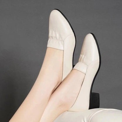 Women's Work Shoes: Lightweight, Breathable Loafers with Block Heels—Soft PU Office Footwear Ideal for Daily Wear and Commuting