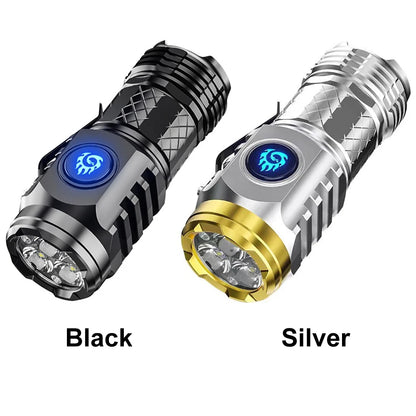 Type-C Rechargeable Waterproof Flashlight Adjustable Brightness Flash Light Super Bright Flashlight Powerful Handheld Flashlight