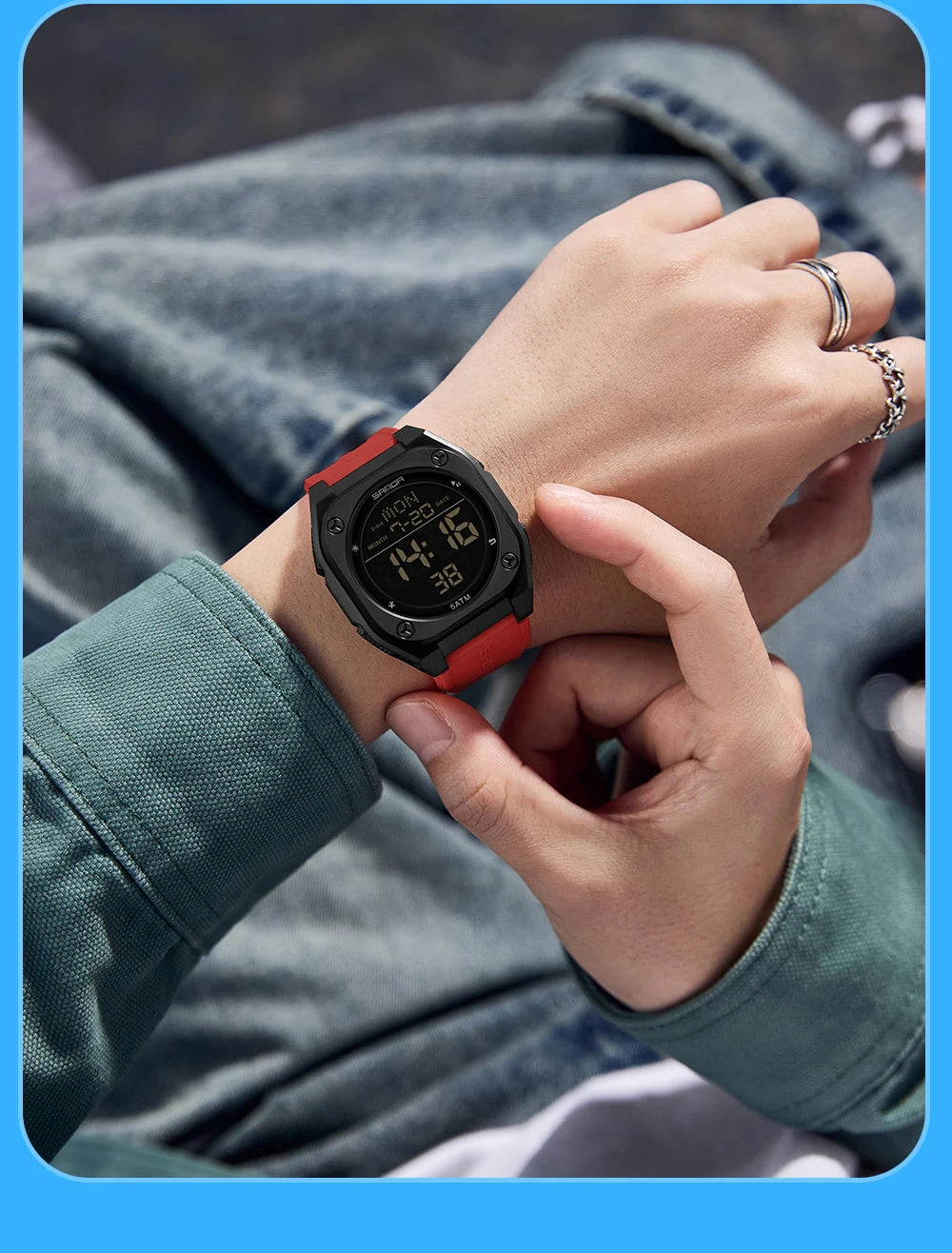 SANDA Digital Watch Multi-function Alarm Clock Luminous Waterproof Silicone Wristwatch Casual Students Electronic Watches