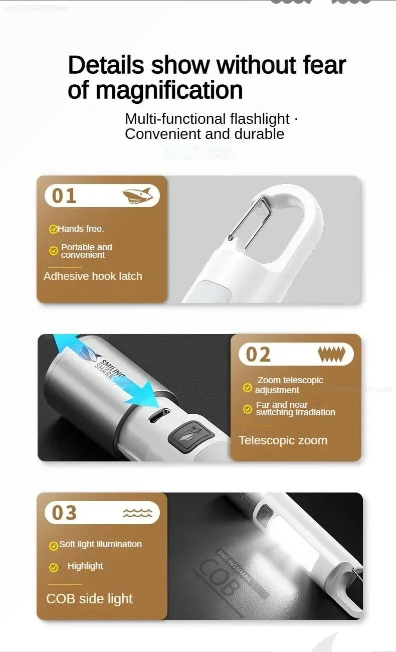 Outdoor Strong Lights Flashlight Camping Emergency Household High Brightness Multifunctional Rechargeable With Side Light