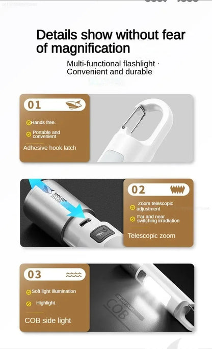 Outdoor Strong Lights Flashlight Camping Emergency Household High Brightness Multifunctional Rechargeable With Side Light