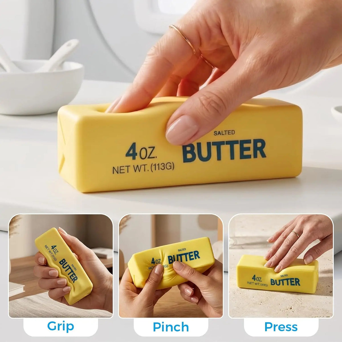 New Soft Slow Rebound Butter Stick Realistic Silicone Squeeze Stress Relief Gadget Desk Office Accessory Funny Anti-Anxiety Gift