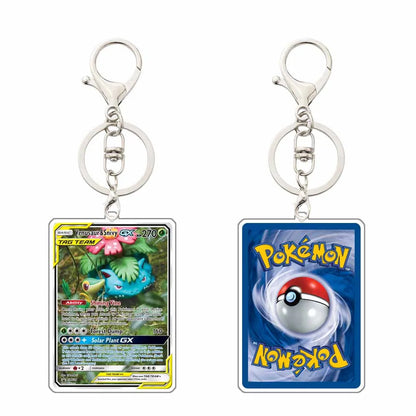 Key chain Charmander Mewtwo Umbreon Jigglypuff Venusaur Blastoise Solgaleo Game Card Acrylic Keychain Pendant Decoration