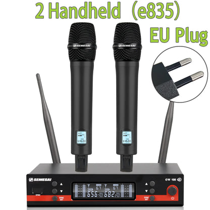 SENNESAI Ew100g3 Professional Dual Wireless Microphone Stage Performance 2 Channels 600-699MHz UHF Karaoke Metal Handheld
