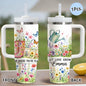 Luxury Garden Art Vacuum Flasks 40oz Stainless Steel Insulated Tumbler with Handle & Straw Leakproof Travel Mug