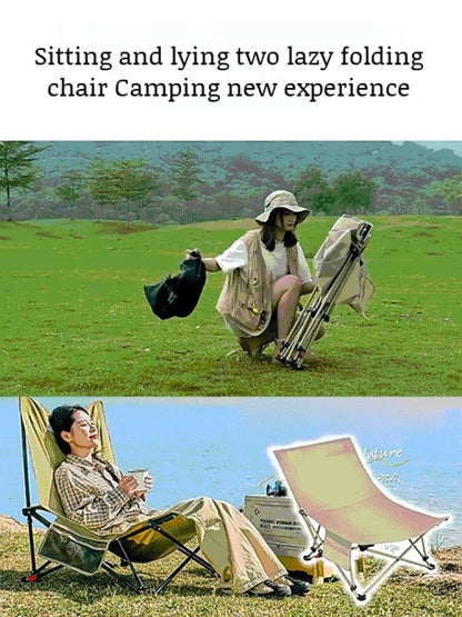 Outdoor Folding Lounge Chair Portable Office Chair Stool Adjustable Camping Fishing Leisure Chair Lunch Break Back Moon Chair