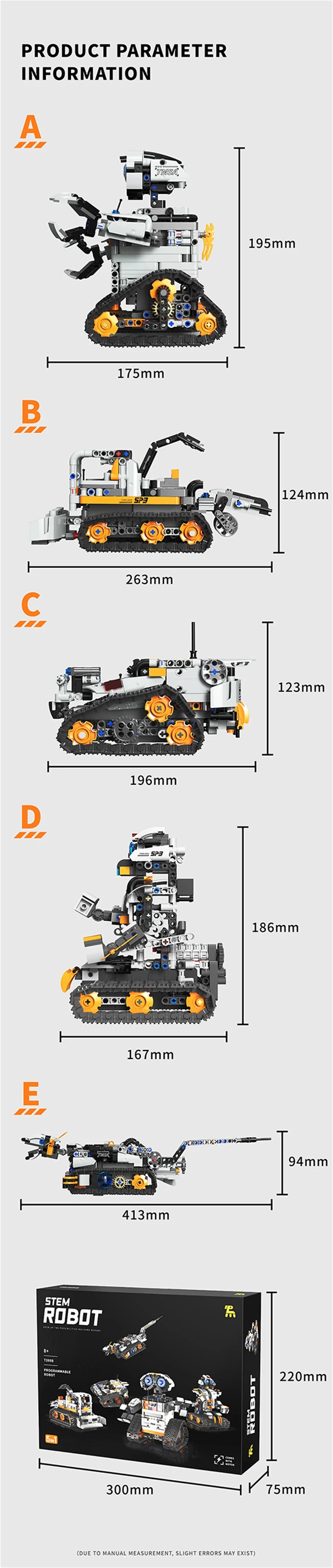 Multi-Axis mechanical Arm Programmable Building Blocks 5 in 1 robot Remote Control toys Interactive STEM Learning children gift