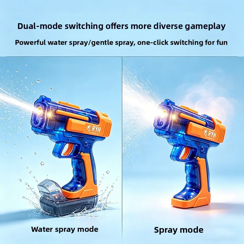 Electric Water Gun with Lights Continuous Firing Squirt Gun Long Range Shooting Watergun Mist Spray Water Pistol Outdoor Toy