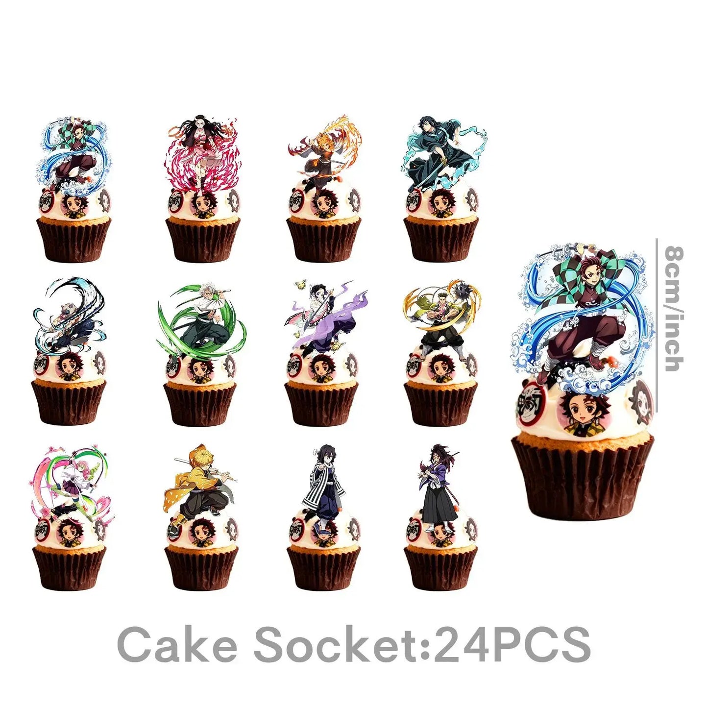 Anime Demon Birthday Theme Gifts Bags Keychain tattoo sticker Demon Slayer Candy Bags Packaging Giveaway Party Favors Gifts Supp