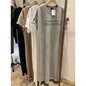 Summer Thin Plus Size Loose Short Sleeved Dress Women 2025 New Letter Printed Simple Round Neck Dress