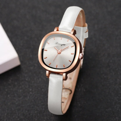 5PCS Fashion Square Women Quartz Watch Ultra-fine Leather Strap Wristwatches Heart Jewelry Set Relogio Feminino (Without Box)