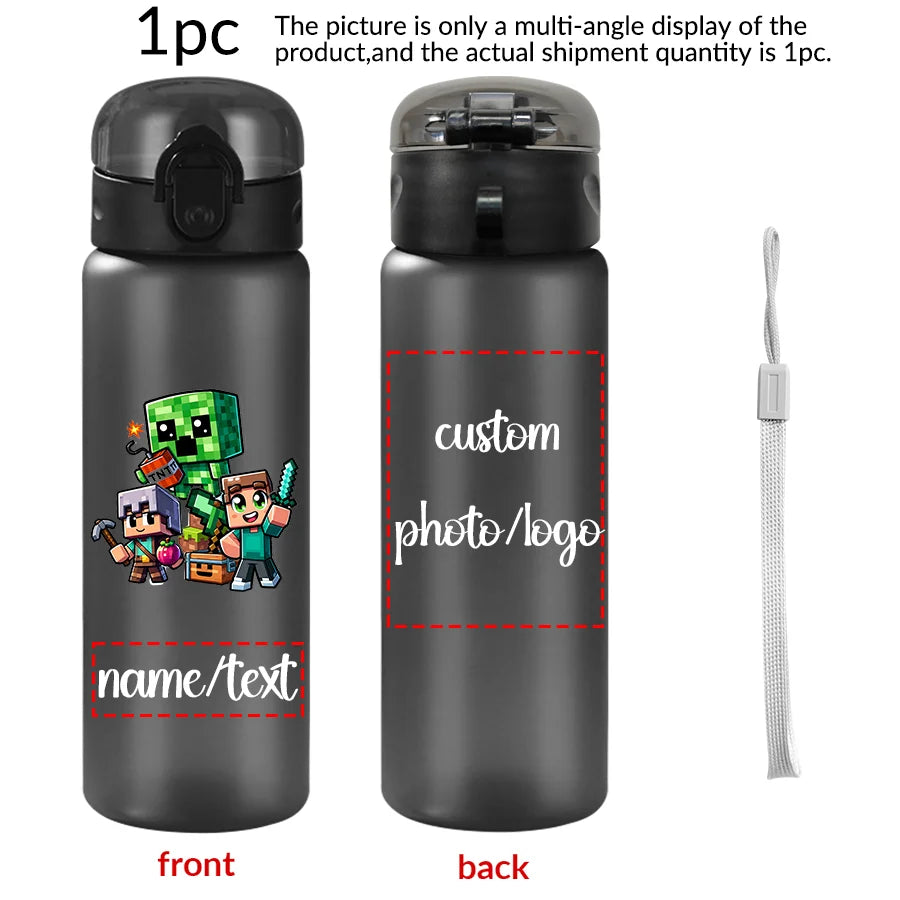 1pc Custom Back to School Game Character Pattern 780ml/26oz Plastic Water Bottle Outdoor Travel Sports Cup