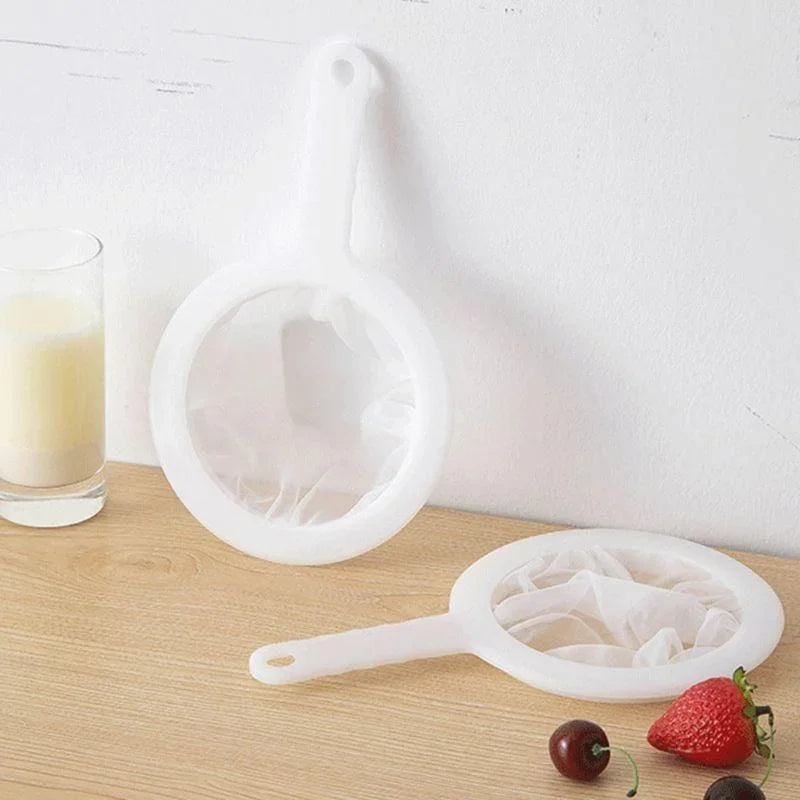 100/200/400Mesh Kitchen Ultra-Fine Nylon Mesh Strainer, Plastic Sieve Fine Mesh with Handle Kitchen Tool for Milk, Yogurt, Juice