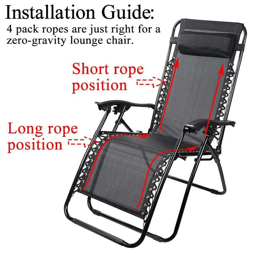 4Pcs/set Reclining Chair Replacement Repair Cord Kit Sun Loungers Fixing  Elastic Cord Rope