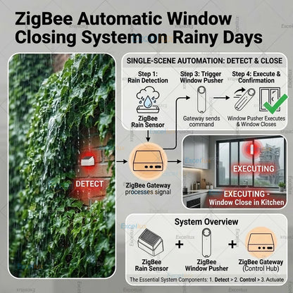 Zigbee Smart Rain Drop Sensor Outdoor RealTime Rain Water Detection With Illuminance Detector,For Tuya/Z2M,Smart Home Automation