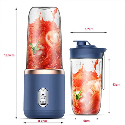New Double Cup Portable Blender 6 Blades USB Rechargeable Mini Juicer Machine Multifunctional Fruit Juice Mixing Cup for Home Tr