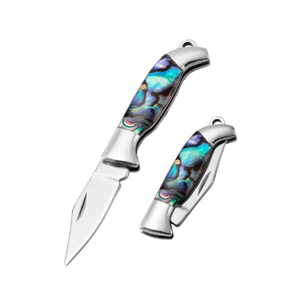 MINI Shell Brass Folding Knife Pocket Keychain Portable Resin Steel Knives Survival EDC Tool Cutter Peeler Hunting Gift