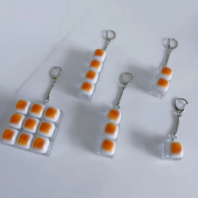 Caramel Bread Stress Relief Keychain Keyboard Button Keycap Backpack Pendant for Student Office Adult 1PC