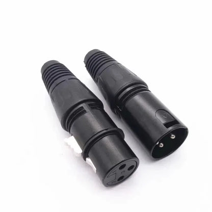2PCS XLR 3Pin Male/Female Microphone Audio Cable Plug Connector Cannon MIC Cable Terminal Black Silver Microphone Plug