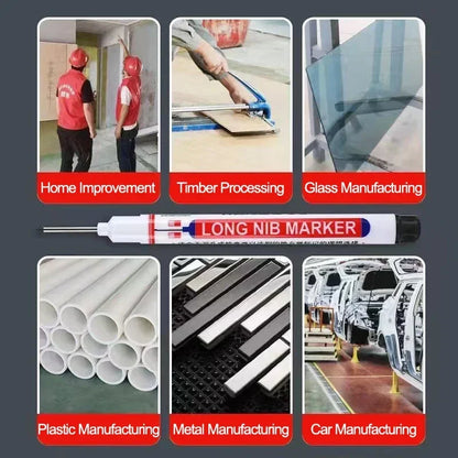 8Pcs/Set 20mm Deep Hole Long Nib Head Markers For Metal Perforating Pen Waterproof Bathroom Woodworking Decoration Multi-Purpose