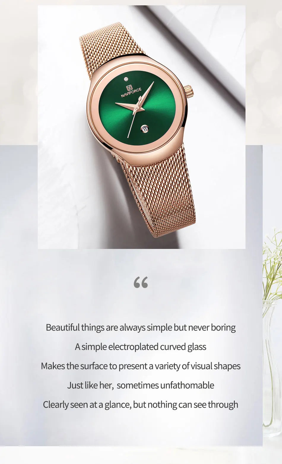 NAVIFORCE Women Watches Fashion Rose Gold Ultra Thin Ladies Watch Luxury Waterproof Quartz WristWatch Woman Relogio Feminino