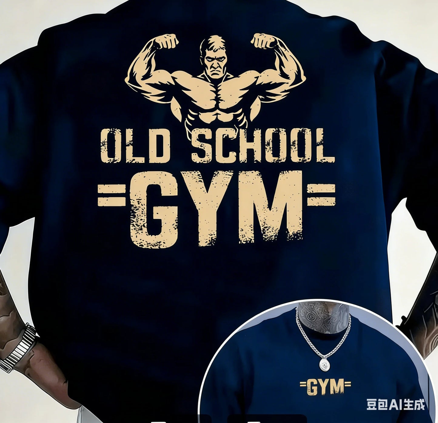 Men's Retro Fitness T-shirt - Retro Training Shirt for Summer Use in Gym and Casual Wear Round-neck Short Sleeve Style