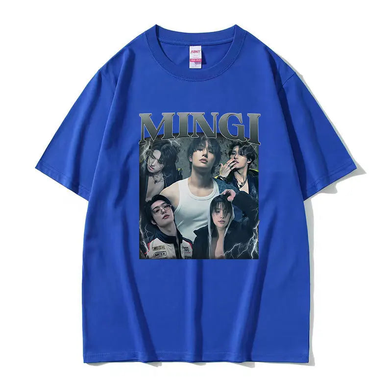Kpop Ateez Mingi 2026 Graphic T Shirt Men's Hip Hop Korean O-Neck Short Sleeve T-shirts Glothing Fashion Vintage Cotton T-shirt