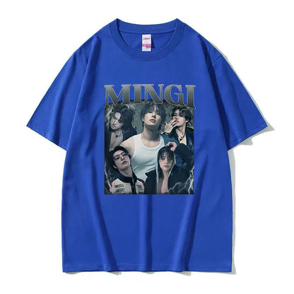 Kpop Ateez Mingi 2026 Graphic T Shirt Men's Hip Hop Korean O-Neck Short Sleeve T-shirts Glothing Fashion Vintage Cotton T-shirt