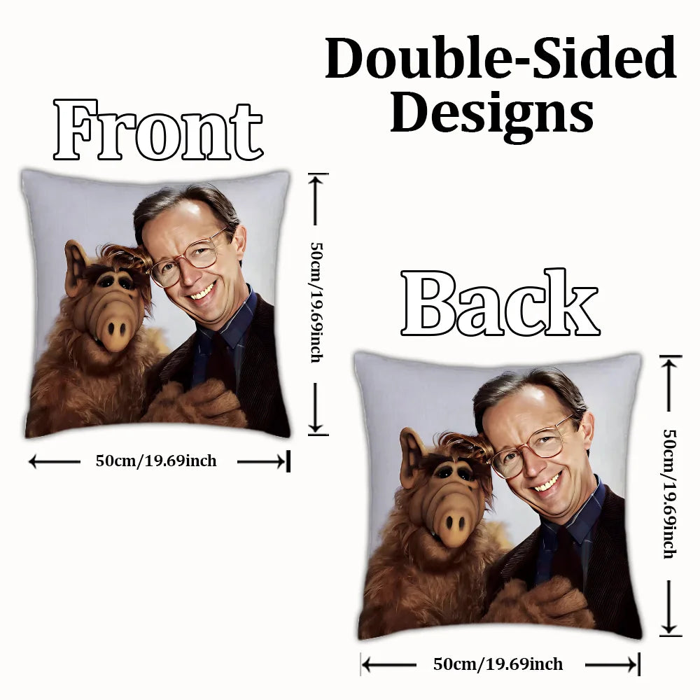 Classic TV Series A-Alf Pillow Covers Cartoon Sofa Decorative Home Double-sided Printing Short Plush Cute Cushion Cover